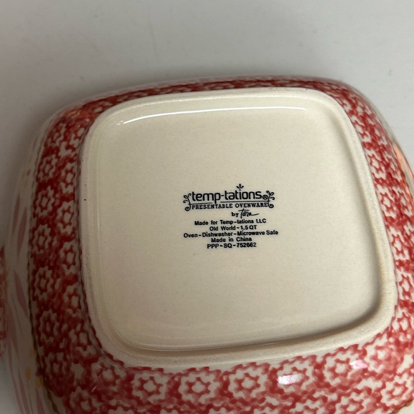 Temp-tations Old World Cranberry Ceramic Square Bowl - Picture 5 of 9